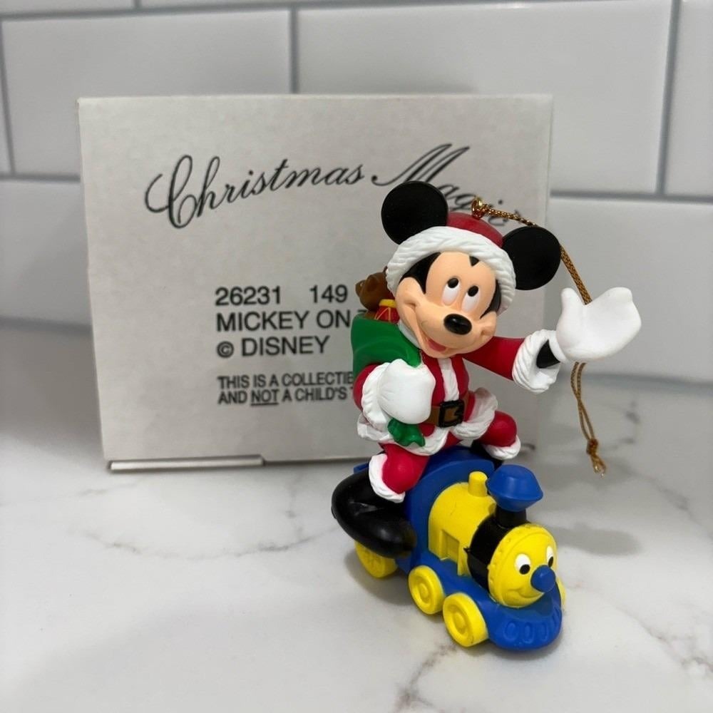 Disney Christmas Magic Mickey Mouse Train Ornament 1990s Vintage original Box